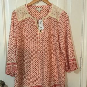 Suzanne Betro Red/Cream Tunic